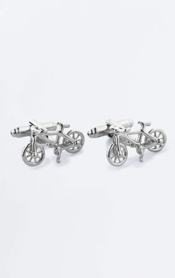 Silver Coloured Bicycle Cufflinks Silver Coloured Bicycle Cufflinks
