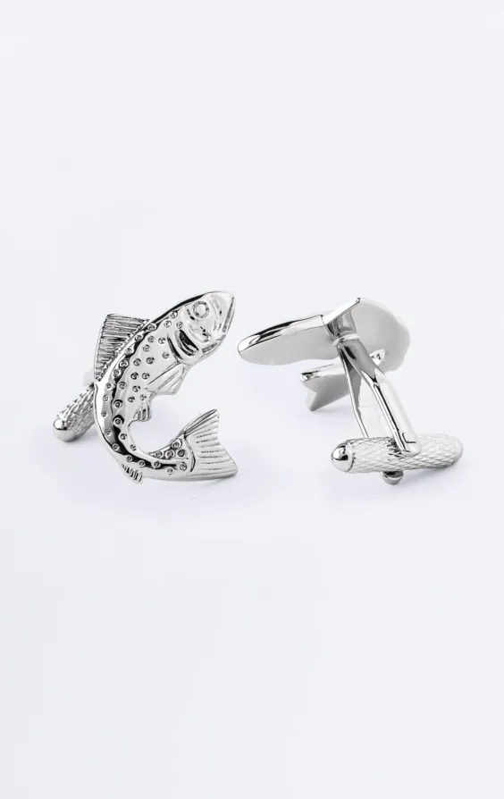 Silver Coloured Fish Cufflinks - photo 1