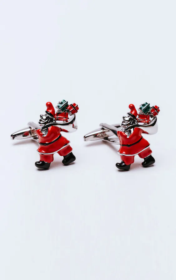 Red Father Christmas with Presents Cufflinks Red Father Christmas with Presents Cufflinks