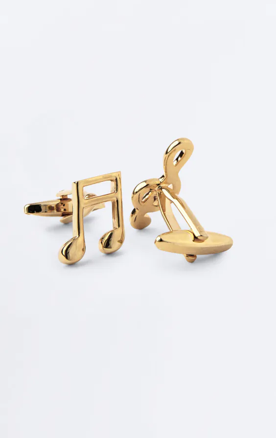 Gold Coloured Treble Clef & Music Note Cufflinks - photo 1 Gold Coloured Treble Clef & Music Note Cufflinks - photo 1