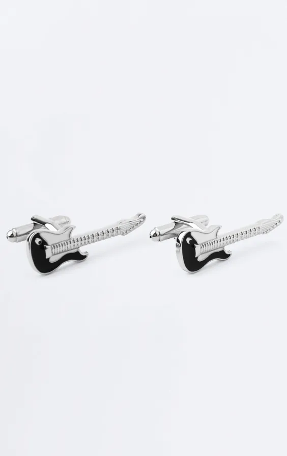 Black and White Guitar Cufflinks Black and White Guitar Cufflinks