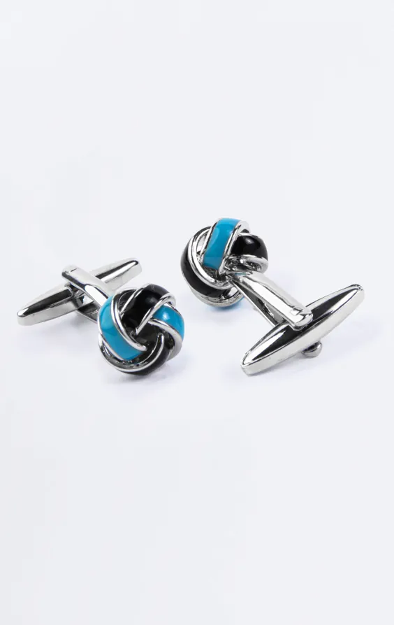 Black, Blue and Silver Knot Cufflinks - photo 1 Black, Blue and Silver Knot Cufflinks - photo 1