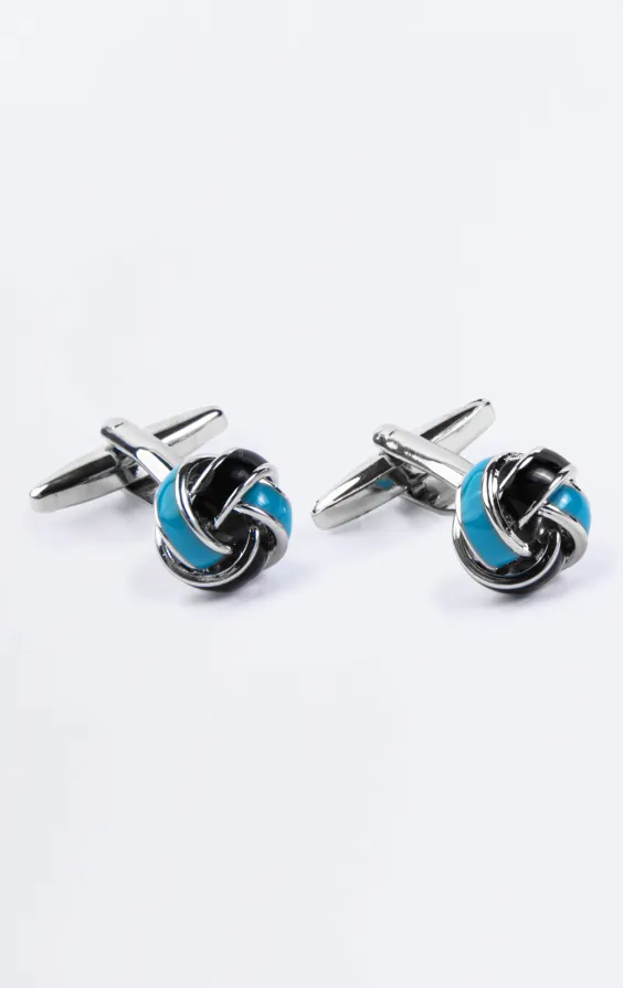 Black, Blue and Silver Knot Cufflinks Black, Blue and Silver Knot Cufflinks