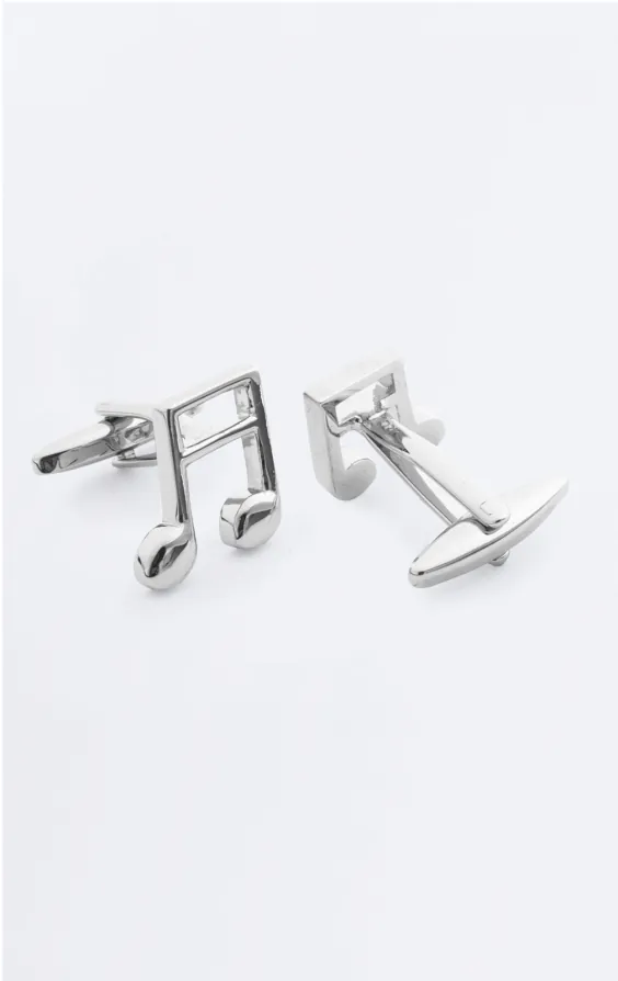 Silver Coloured Music Note Cufflinks - photo 1