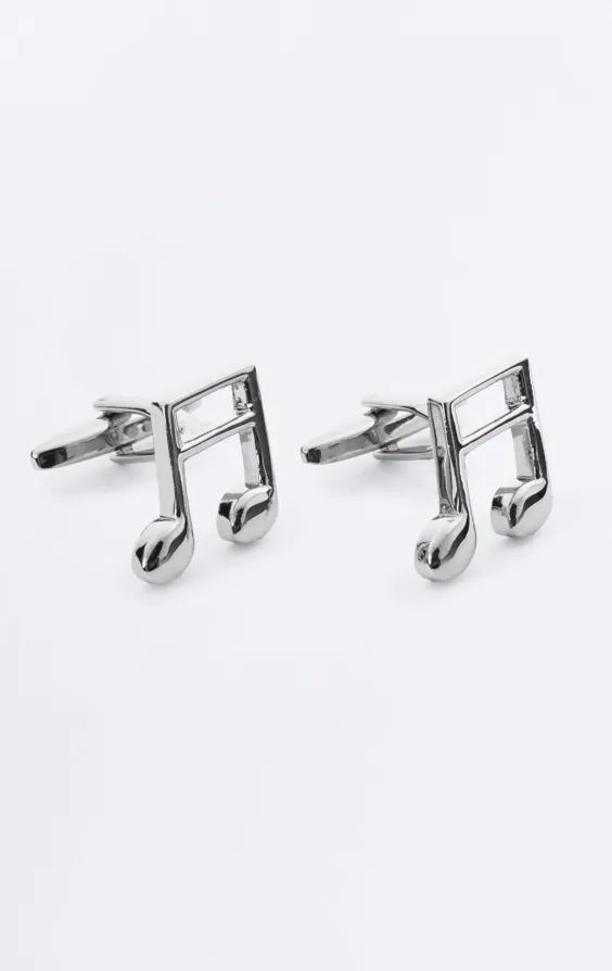 Silver Coloured Music Note Cufflinks