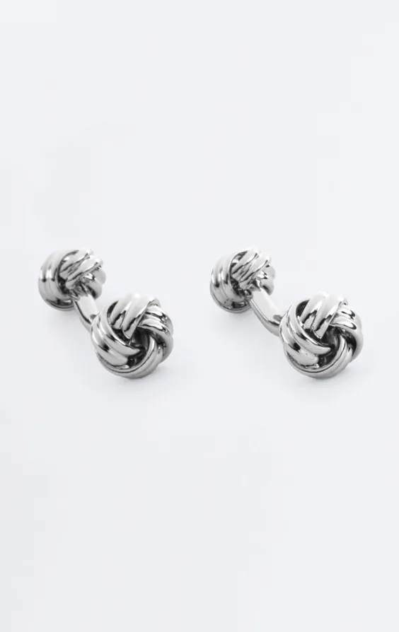 Silver Coloured Knot Stud and Cufflink Set - photo 1