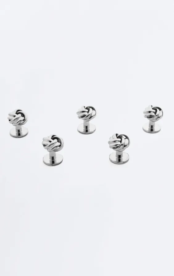 Silver Coloured Knot Stud and Cufflink Set - photo 2