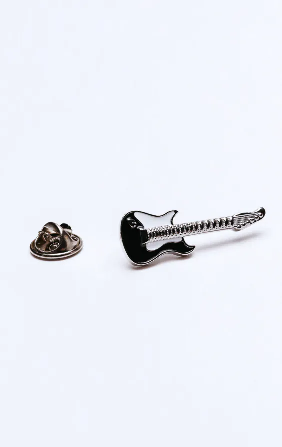 Black and White Guitar Lapel Badge - photo 1