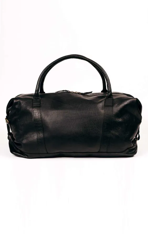 Black Leather Holdall