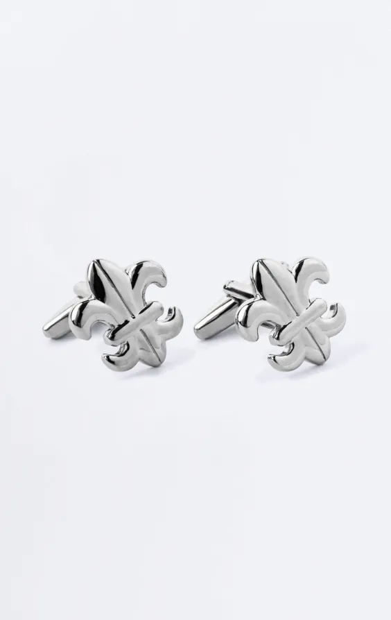 Silver Coloured Fleur De Lis Cufflinks Silver Coloured Fleur De Lis Cufflinks