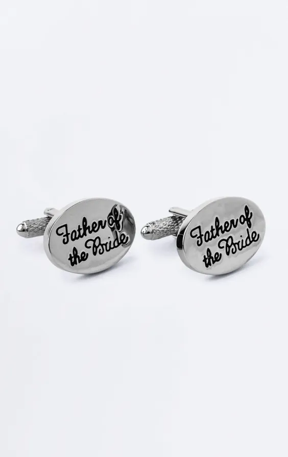 Silver Coloured Father of the Bride Cufflinks Silver Coloured Father of the Bride Cufflinks