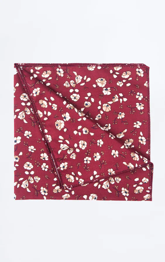 Red and White Floral Handkerchief