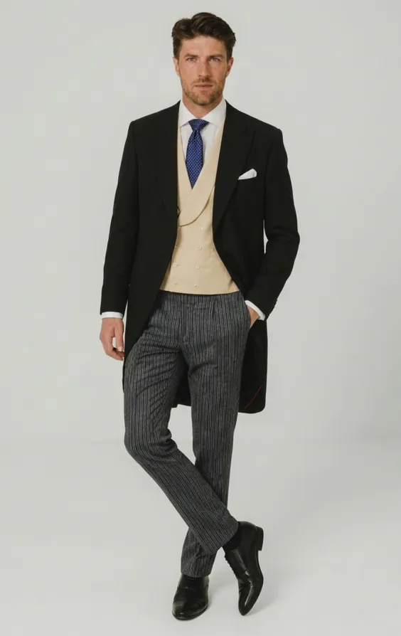 Ascot Package Black Morning Suit with Gold Buff Waistcoat