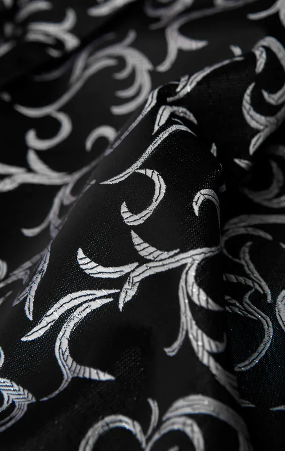 Black/Silver Edwardian Swirl Jacquard Waistcoat - photo 3