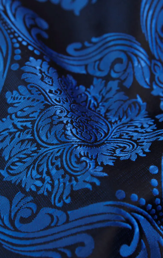 Blue Victorian Jacquard Waistcoat thumbnail 4