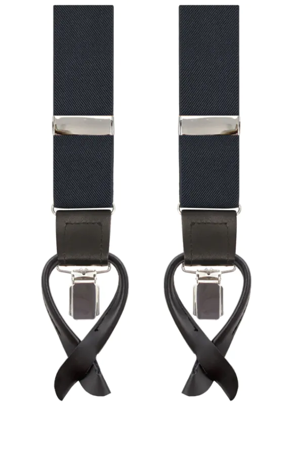 Luxury 2-in-1 Navy Blue Braces - 35mm