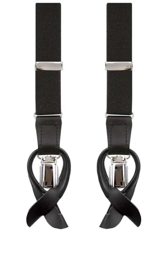 Luxury Slim 2-in-1 Black Braces - 25mm