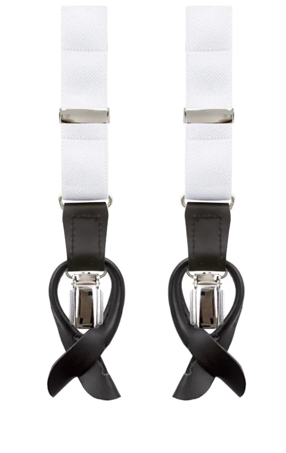 Luxury Slim 2-in-1 White Braces - 25mm