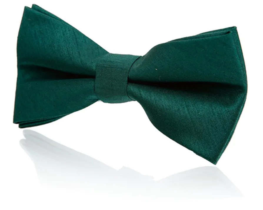 Boys Pre-Tied Racing Green Dupion Bow Tie