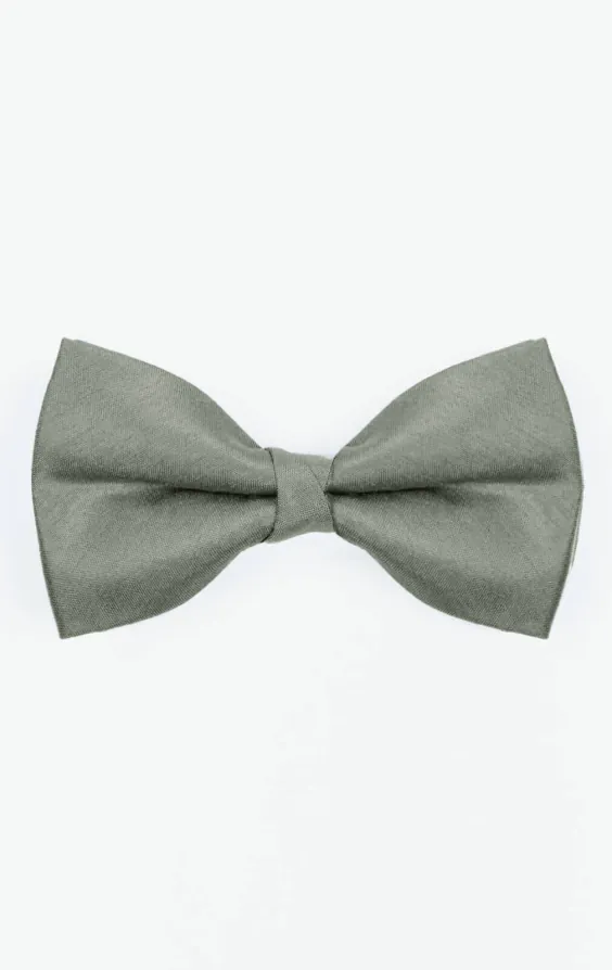 Silver Dupion Bow Tie