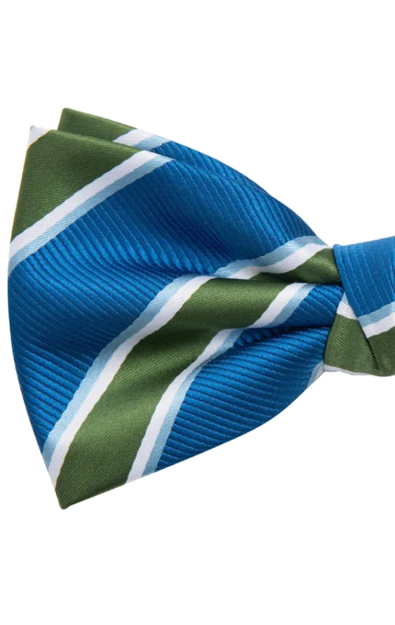 Green & Blue Striped Bow Tie - photo 1