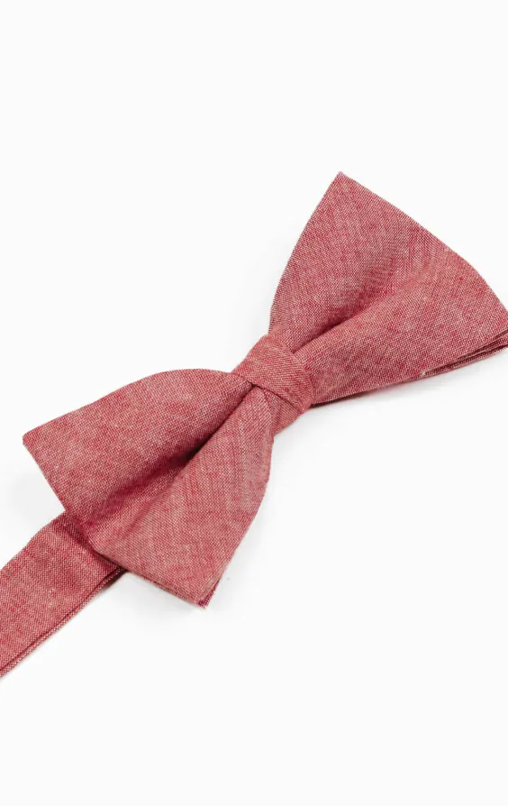 Berry Red Linen Bow Tie - photo 1