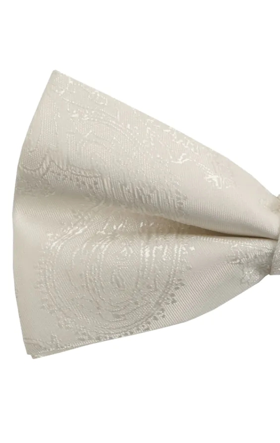 Boys Pearl White Paisley Bow Tie - photo 1