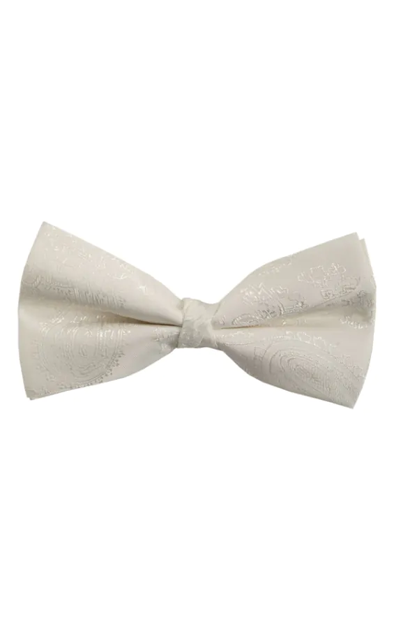 Boys Pearl White Paisley Bow Tie