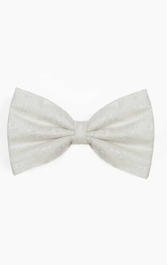 White Paisley Bow Tie White Paisley Bow Tie
