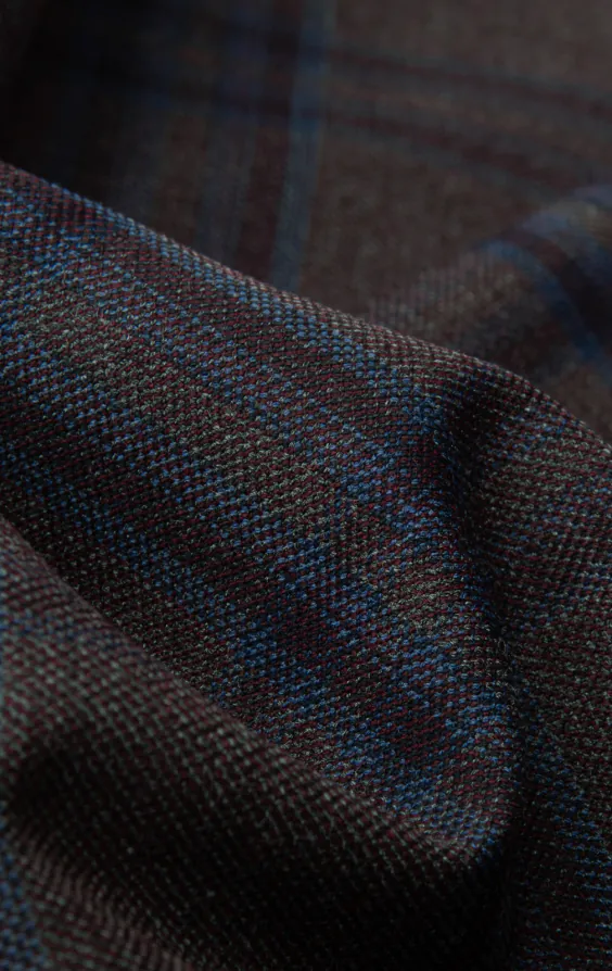 Burgundy with Blue Windowpane Check Suit Jacket thumbnail 9