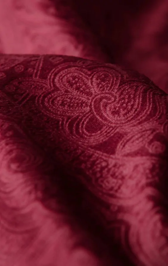 Burgundy Paisley Velvet Double Breasted Tuxedo Waistcoat thumbnail 4