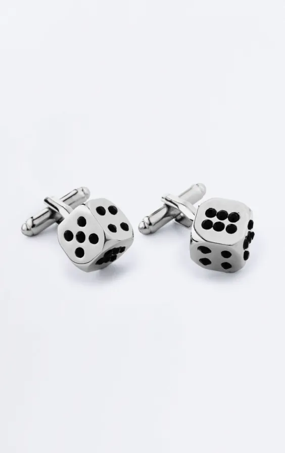 Silver Style Dice Cufflinks