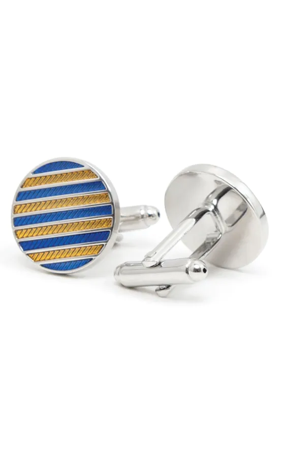 Blue and Gold Striped Cufflinks - photo 1