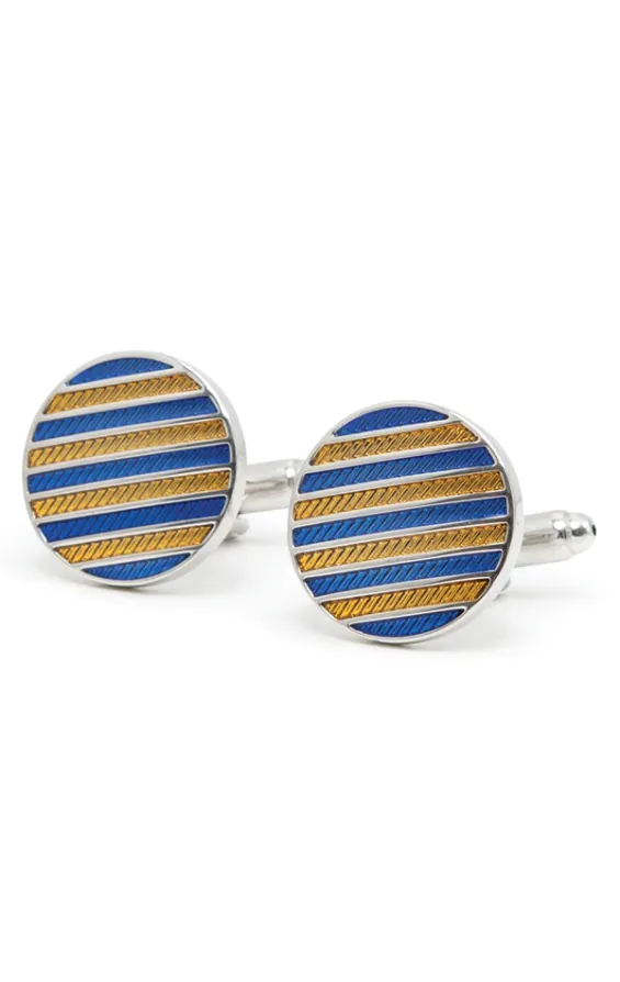 Blue and Gold Striped Cufflinks