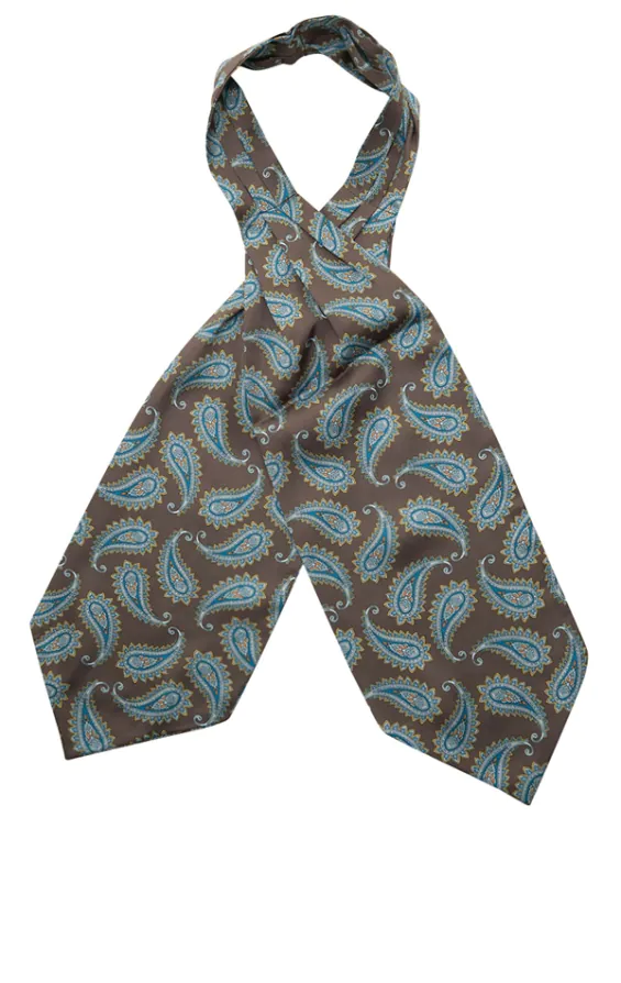 Daywear Cravat in Brown with Blue Paisley Pattern - photo 2
