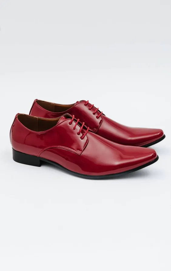 Dobell Burgundy Patent Contemporary Dress Shoes