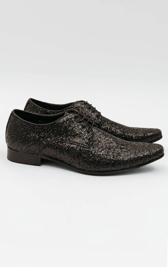 Dobell Black Glitter Shoes