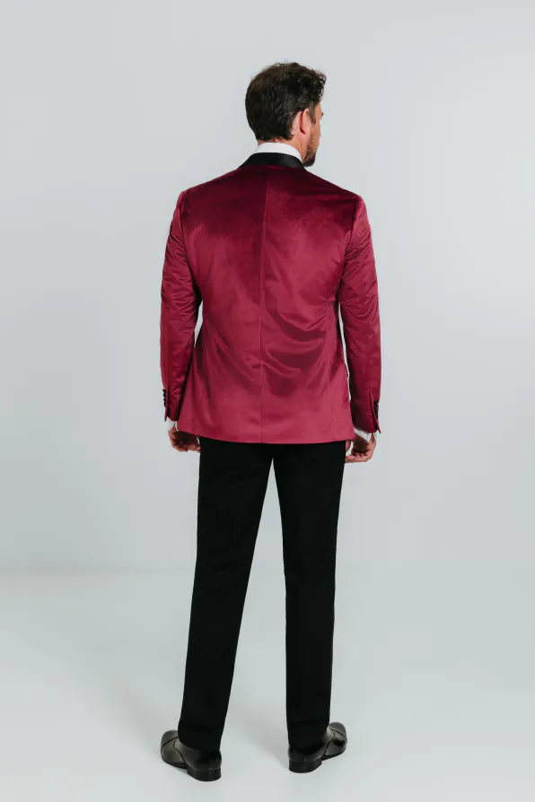 Burgundy Slim Fit Velvet Jacket - photo 2 Burgundy Slim Fit Velvet Jacket - photo 2