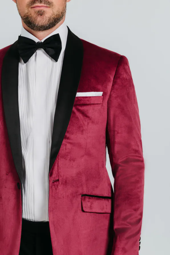 Burgundy Slim Fit Velvet Jacket - photo 4 Burgundy Slim Fit Velvet Jacket - photo 4