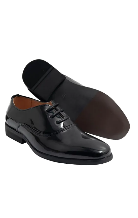 Boys black patent leather shoes on sale