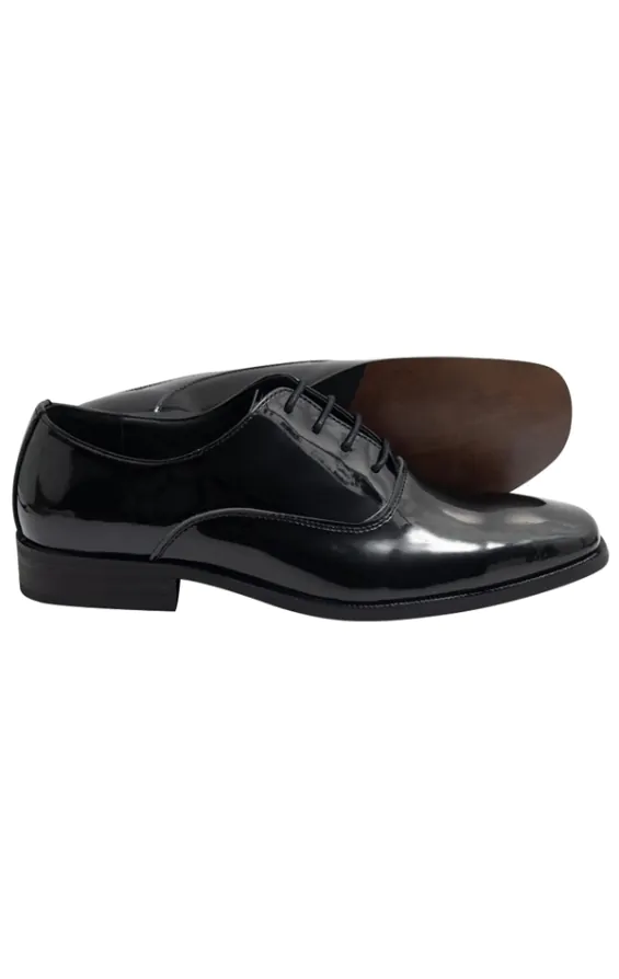 Dobell Black Laced Patent Leather Shoes