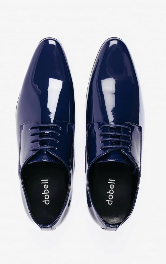 Dobell Navy Patent Contemporary Dress Shoes