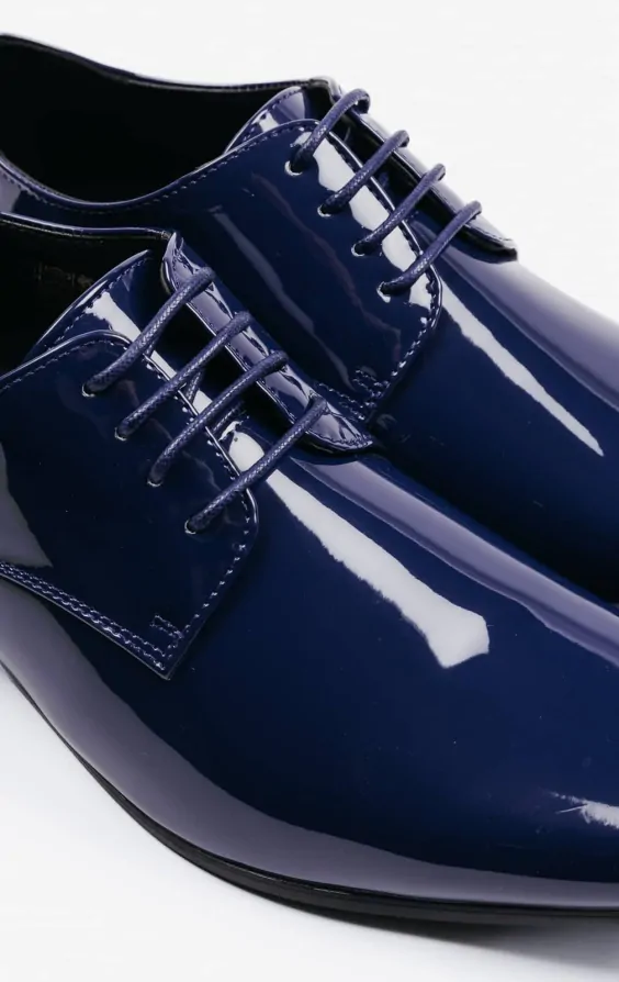 Dobell Navy Patent Contemporary Dress Shoes