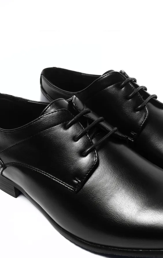 Black Plain Derby Shoes | Dobell