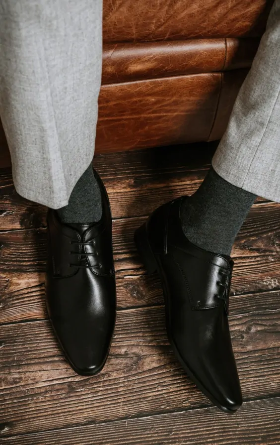 Dobell Black Plain Derby Shoes Dobell
