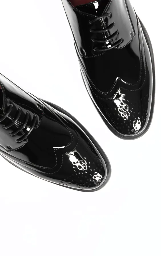 Black Patent Brogue Shoes - photo 1