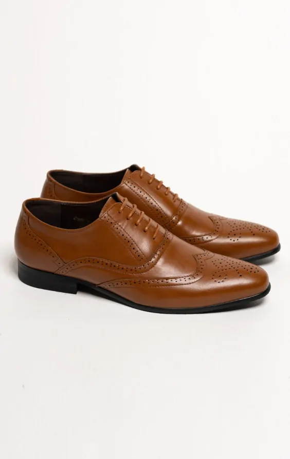 Tan oxford brogue shoes top