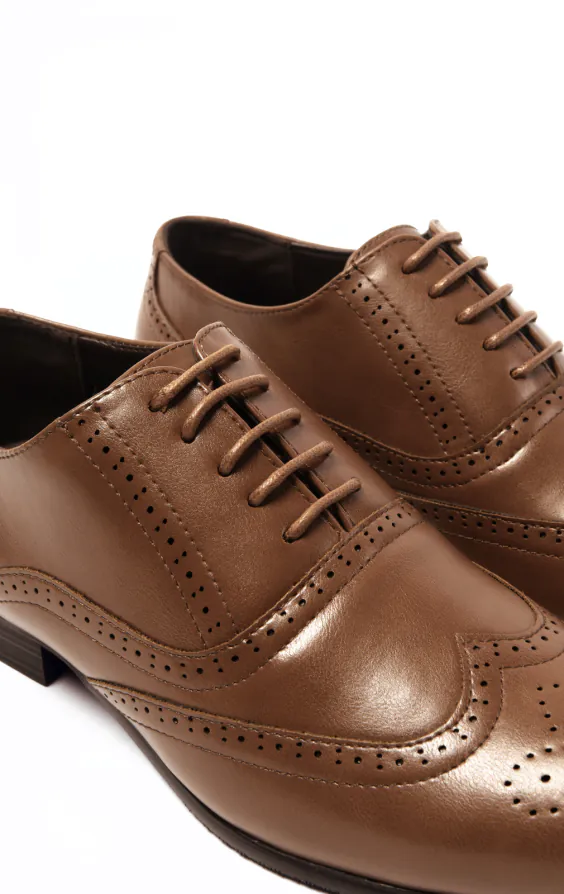 Tan Oxford Brogue Shoes - photo 3