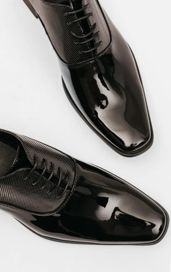 Dobell Black Contemporary Oxford Dress Shoes