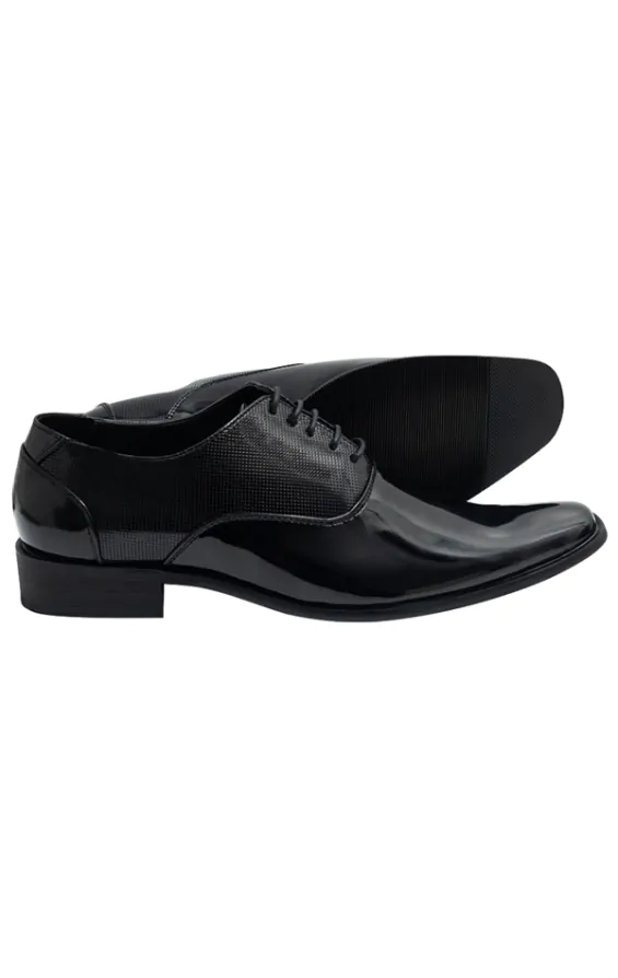 Dobell Black Contemporary Oxford Dress Shoes